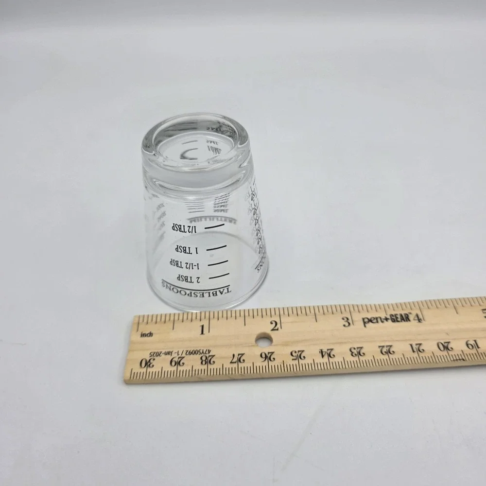 Measure Heavy Clear Shot Glass Black Measurement Markings Tbs. Tsp. ml. oz.
